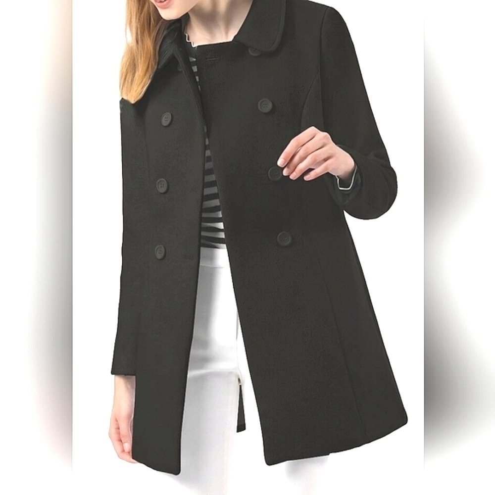ALLEGRA K CLASSIC OVERCOAT SZ L BLACK
